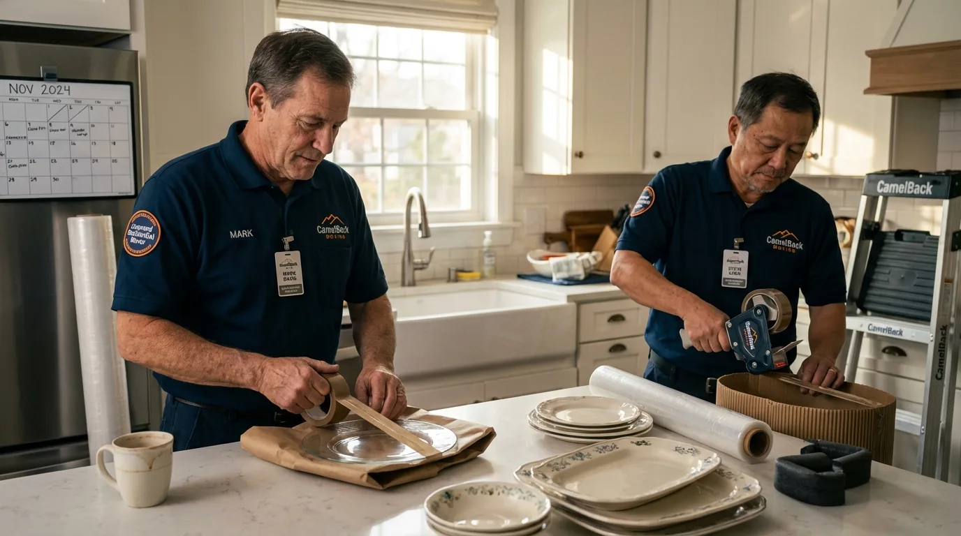 Professional crew packing kitchen dishware in Williamstown, NJ